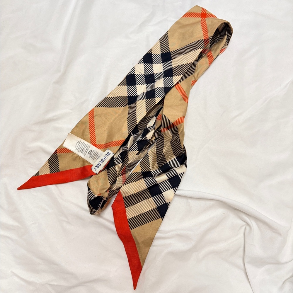 Classic Tan and Orange Checkered scarf - Picture 4 of 4